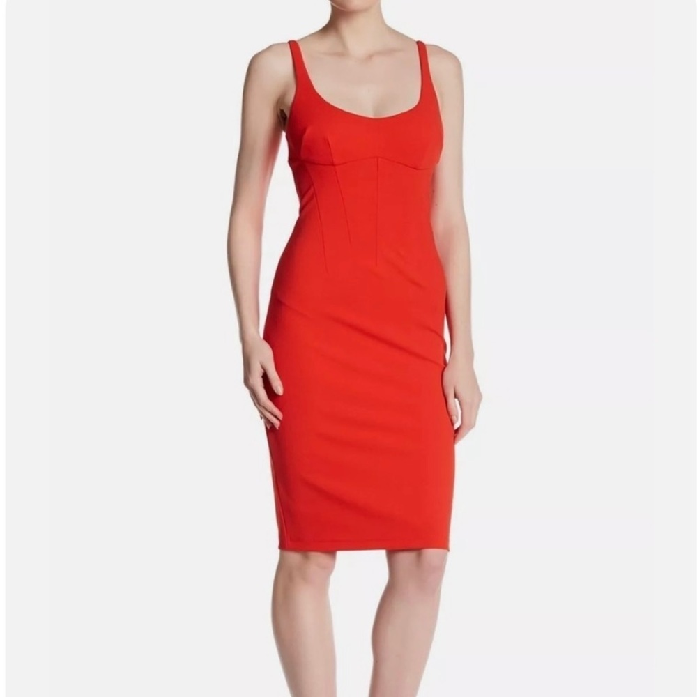 ABS Allen Schwartz beautiful red bustier corset mini red dress